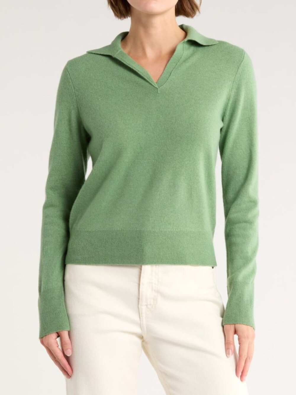 BNWT !! Vince Cashmere & Wool Blend Green Polo Sweater XS